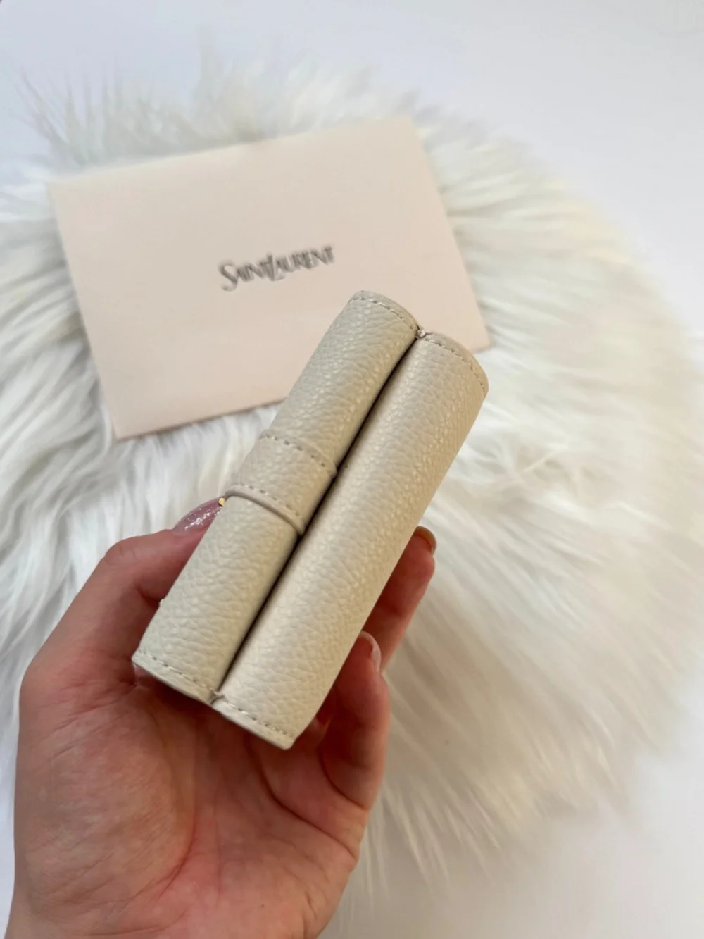 Saint Laurent Cream Wallet with Gold YSL logo NEW - Picture 11 of 13